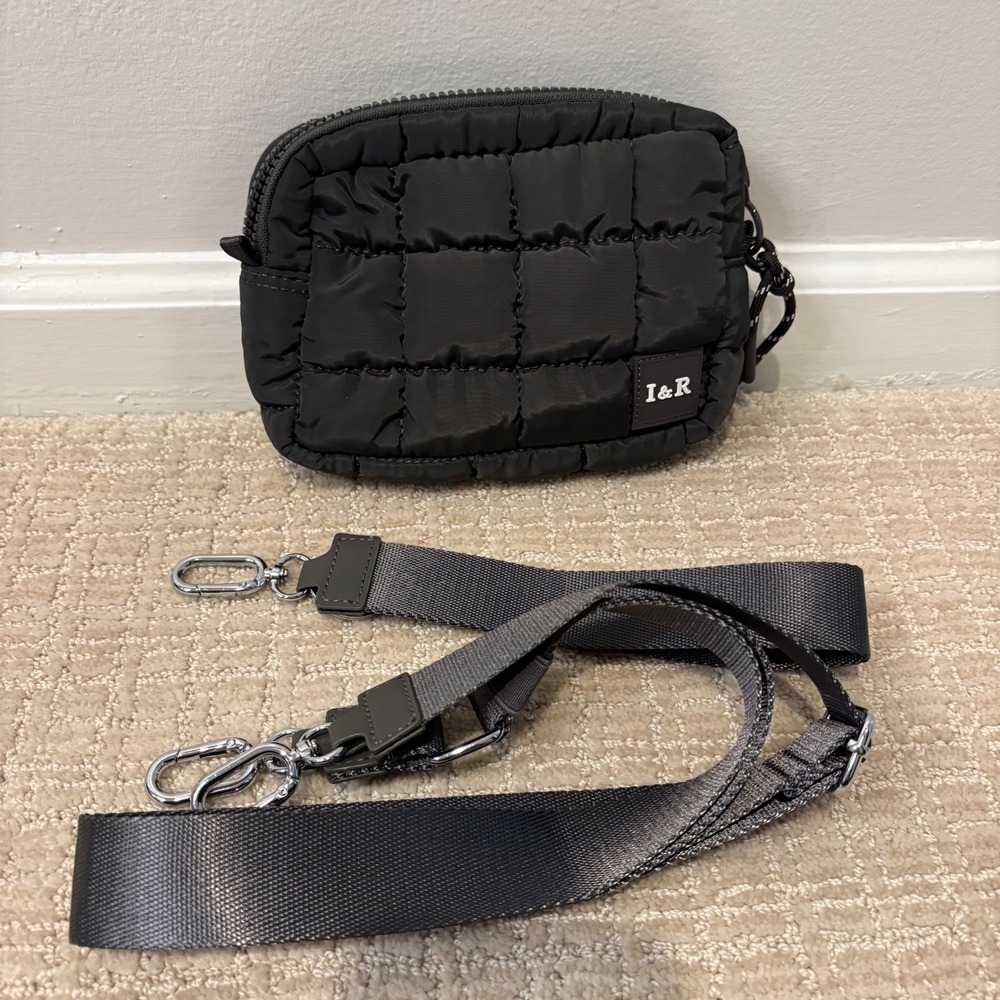 Iris & Rainbow Quilted Puffer Crossbody S Bag Womens OS Black Adjustable Strap